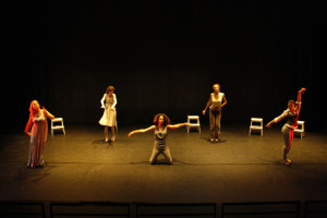 NYC debut. Cast L-R: Allana Harkin, Victoria Murdoch, Patrice Goodman, Sarah Michelle Brown, Nicole Maroon.  Photographer: Nicholas Santasier